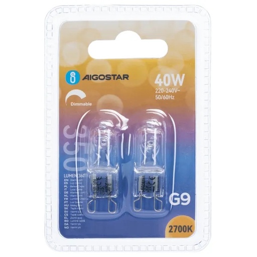 [CTG9402700] LAMPADA ALOGENA CONTAKT BISPINA G9 40W 220V BL.2 