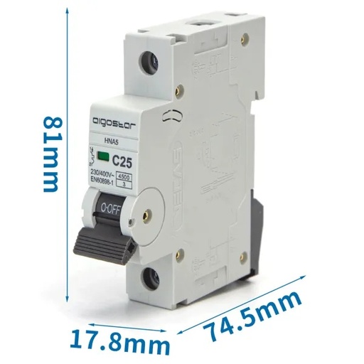 [AI197650] INTERRUTTORE CONTAKT MAGNETOTERMICO 1P 25A CURVA C   GRIGIO