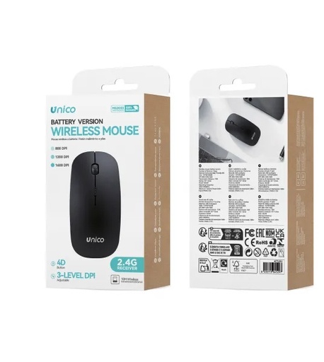 [MS2033] MOUSE WIRELESS UNICO 4D 2.4G A BATTERIA