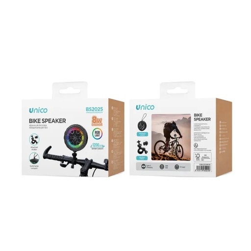 [BS2025] CASSA BLUETOOTH RICARICABILE PORTATILE  UNICO PER BICICLETTA STAFFA ADATTABILE AL MANUBRIO LED RGB  LIGHT 8W  