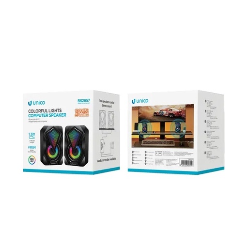 [BS2657] CASSA BLUETOOTH PER COMPUTER PC UNICO LED RGB LIGHT 3W  CONFEZIONE DA 2 PZ 