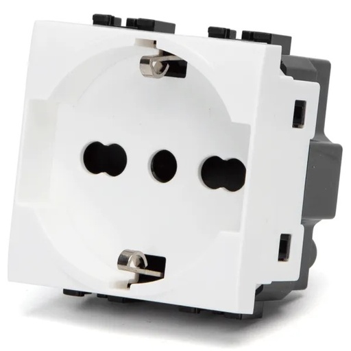 [AI205324] FRUTTO CONTAKT PRESA SCHUKO 16A + TERRA CENTRALE DA INCASSO 10/16A 250V TIPO BIANCO BTICINO LIVINGLIGHT - INTERNATIONAL 