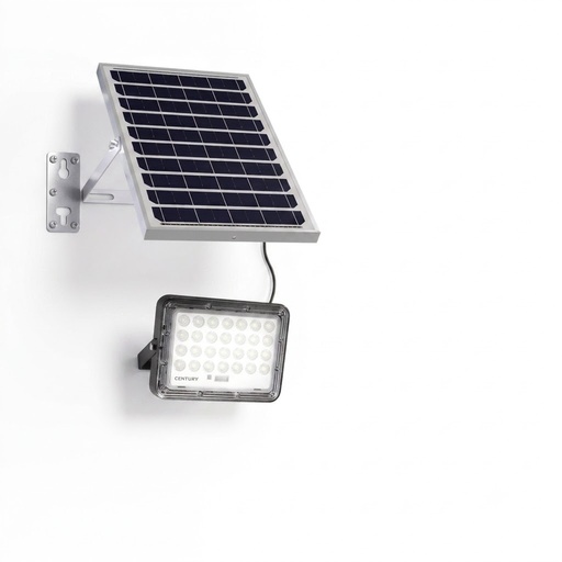 [PROM1001640] PROIETTORE FARO CENTURY LED MODELLO PROMETEO CON PANNELLO SOLARE 5W  4000K SENSORE CREPUSCOLARE IP65 700LM 
