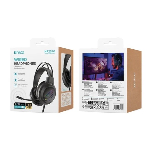 [HP2570] CUFFIE UNICO CON MICROFONO OVER-EAR ADATTI PER IL GAMING CON LUCE LED RGB 