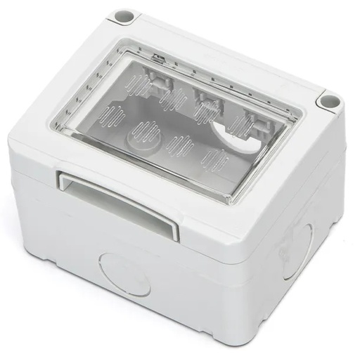 [AI338350] SCATOLA IMPERMEABILE A TRE VIE DA SUPERFICIE BIANCA E GRIGIA SERIE BTICINO LIVINGLIGHT-INTERNATIONAL