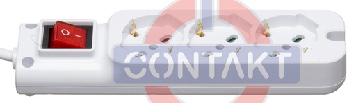 [CT2003B] PRESA MULTIPLA CONTAKT 3 BIPRESE+SCHUKO+INTERRUTTORE+CAVO 1.5MT SPINA 16A MAX3500W BIANCO