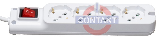 [CT2004B] PRESA MULTIPLA CONTAKT 4 BIPRESE+SCHUKO+INTERRUTTORE+CAVO 1.5MT SPINA 16A MAX3500W BIANCO