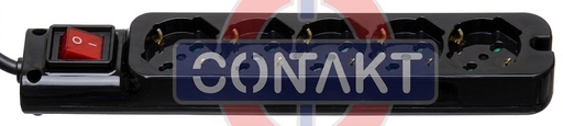 [CT2005N] PRESA MULTIPLA CONTAKT 5 BIPRESE+SCHUKO+INTERRUTTORE+CAVO 1.5MT SPINA 16A MAX3500W NERO