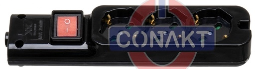 [CT2008NSC] PRESA MULTIPLA CONTAKT 3 BIPRESE+SCHUKO+INTERRUTTORE+SENZA CAVO MAX3500W NERO
