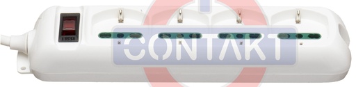 [CT2021B] PRESA MULTIPLA CONTAKT 4 BIPRESE+SCHUKO+INTERRUTTORE+ CAVO 1.5MT MAX2300W  (SPINA 10A) BIANCO