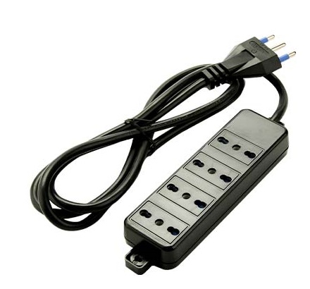 [F8051N] PRESA MULTIPLA FAI 4 BIPRESE 2P+T 16A SPINA 2P+T 16A + CAVO 1.5 MT NERO