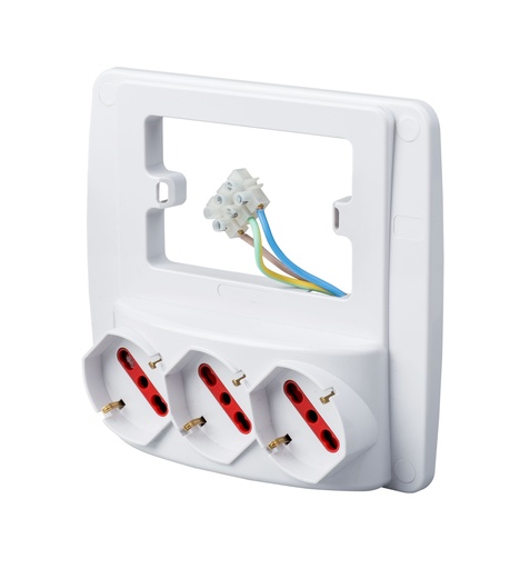 [RS94132] MULTIPRESA PARETE EMILIA SMART 3 PRESE SCHUKO BIV.10/16 A X SCAT.3PST. BI