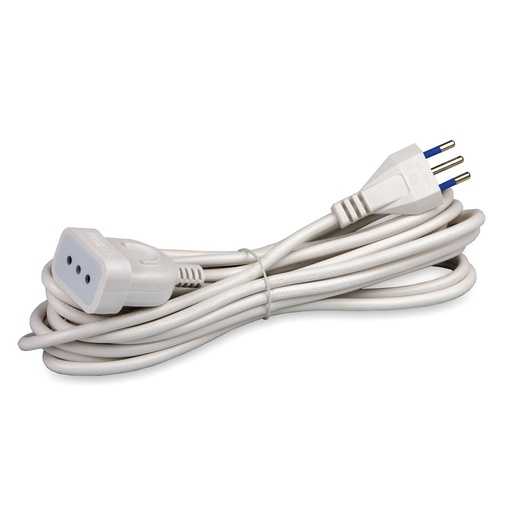 [CT3003B] PROLUNGA ELETTRICA CONTAKT SPINA E PRESA  2P+T 10A 250V SEZ. 3X0.75 5MT BIANCO