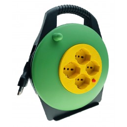 [CT3110] AVVOLGICAVO CIVILE CONTAKT 4 BIPRESE + SCHUKO E DISGIUNTORE SEZ. 3X1.5 10MT