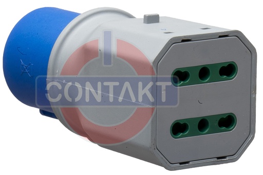 [CT4002] ADATTATORE CONTAKT SPINA INDUSTRIALE 2P+T 16A 230V 2 BIPRESE 10/16A IP20
