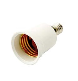 [F0013] ADATTATORE FAI PORTALAMPADA SPINA E14 E PRESA E27 BIANCO TERMOPLASTICO 