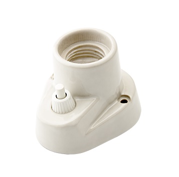 [F0070] PORTALAMPADA BASE CURVA E27 PORCELLANA INTERRUTTORE  FAI