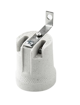 [F007274] PORTALAMPADA E27 PORCELLANA  STAFFA 90°