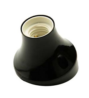 [F0079N] PUNTO LUCE TERMOPLASTICO E27 BASE CURVA NERO FAI