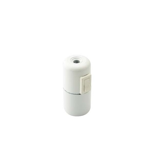 [F0195] PORTALAMPADA FAI BIANCO E27 CAMICIA LISCIA TERMOPLASTICO CON INTERRUTTORE 