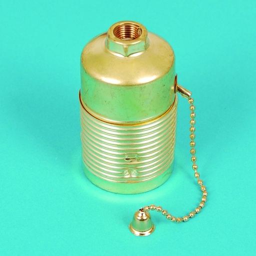 [F2031F] PORTALAMPADA FAI OTTONE E27 CAMICIA LISCIA IN METALLO CON INTERRUTTORE  CATENELLA
