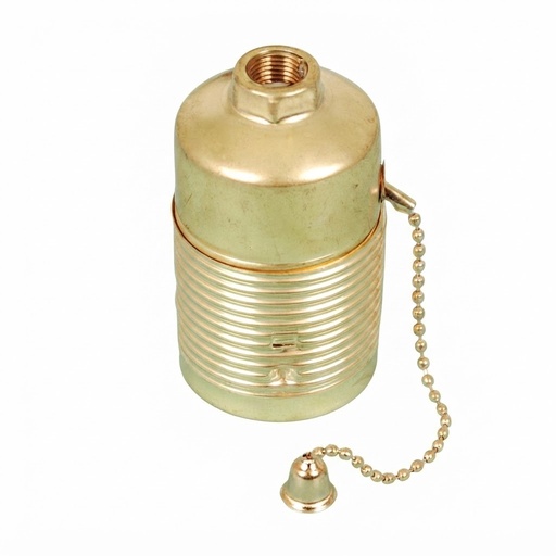 [F2031F] PORTALAMPADA FAI OTTONE E27 CAMICIA LISCIA IN METALLO CON INTERRUTTORE  CATENELLA