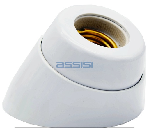 [LH05] PORTALAMPADA INCLINATO E27 DA PARETE C/CORPO BACHELITE BIANCO MED