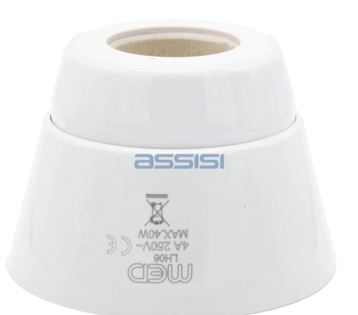 [LH06] PORTALAMPADA DRITTO E27 DA PARETE C/CORPO BACHELITE BIANCO MED