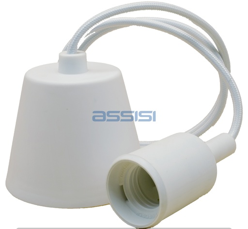 [PENDELB] PENDENTE PORTALAMPADA SILICONE BIANCO 100 CM MED