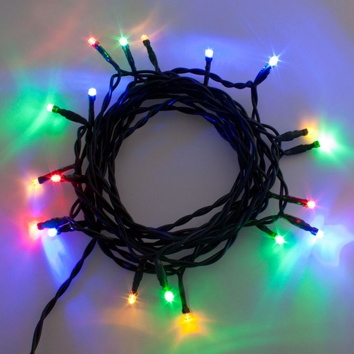 [L28869] CATENA MBP 20 LED MULTI 5MM PER PRESEPE LUCE FISSA 230V INTERNO CAVO VERDE 1,5