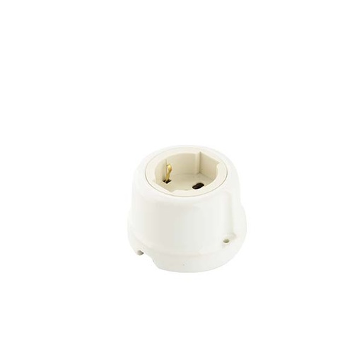 [F9010UNBIOP] SCATOLA IN PORCELLANA BIANCO OPACO CON FRUTTO PRESA TEDESCA E BIVALENTE 10/16A FAI