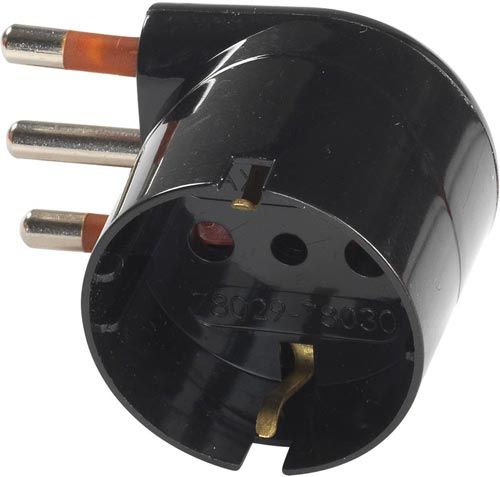 [RS78030] ADATTATORE SCHUKO 90° SALVASPAZIO 16A 2P+T NE