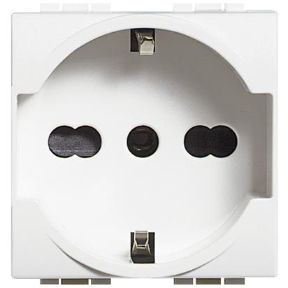 [BTIN414016] FRUTTO BTICINO PRESA SCHUKO 16A + TERRA CENTRALE DA INCASSO 10/16A 250V BIANCO SERIE BTICINO LIVINGLIGHT  
