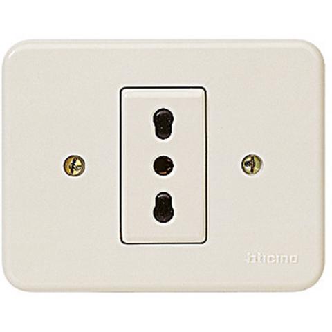 [BTIS1115N] PLACCA BTICINO CON BIPRESA 2P+T 10/16  PER SCATOLA ROTONDA SERIE BTICINO DOMINO 