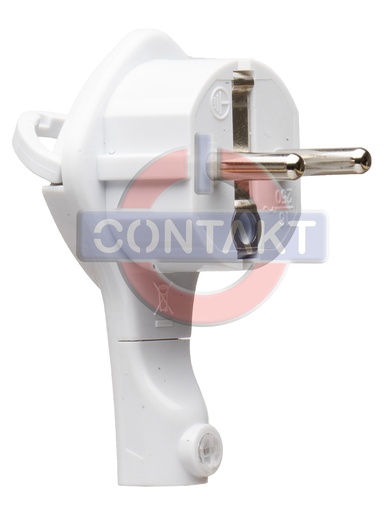 [CT1007B] SPINA CIVILE CONTAKT SCHUKO 2P+T  16A S31 AD ANGOLO 90° CON GANCIO BIANCO