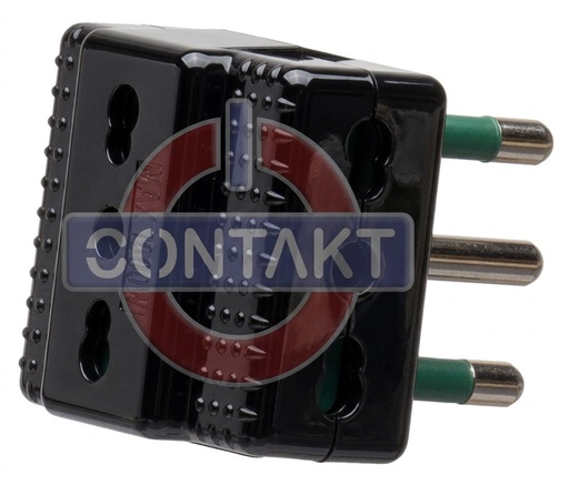 [CT1010N] ADATTATORE CIVILE CONTAKT MULTIPLO 250V SPINA 2P+T 16A S17 3 BIPRESE 16A S17/11 NERO