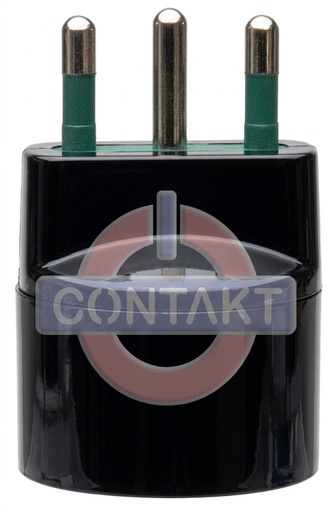 [CT1016N] ADATTATORE CIVILE CONTAKT SPINA 2P+T 16A S17 - PRESA 2P+T 16A SCHUKO P30 NERO