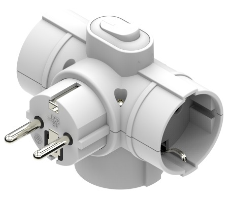 [CT1023B] SPINA CIVILE  CONTAKT  SCHUKO 16A 2P+T S31 -3 PRESE SCHUKO 16A 2P+T P30 C/INTER.MAX 1500W