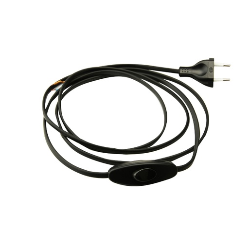 [F3021150N] CAVO ELETTRICO FAI PIATTO CON CABLAGGIO INTERRUTORE BIPOLARE 150CM NERO 