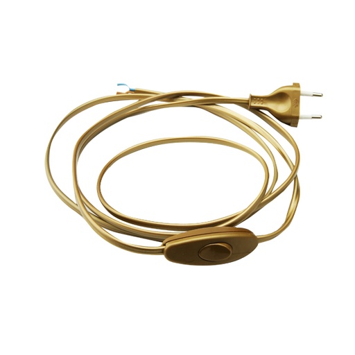 [F3021150OR] CAVO ELETTRICO FAI PIATTO CON CABLAGGIO INTERRUTTORE BIPOLARE 150 CM ORO 