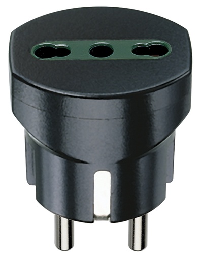 [VIW00301] ADATTATORE CIVILE VIMAR 1 SPINA 2P+T 16A S31 TED./FRANC. BIPRESA 2P+T 16A P17-P11 250V NERO