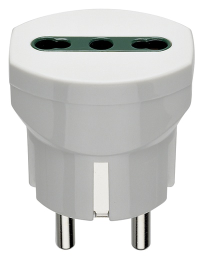 [VIW00301B] ADATTATORE CIVILE VIMAR 1 SPINA 2P+T 16A S31 TEDESCO/FRANCESE BIPRESA 2P+T 16A P17-P11 250V BIANCO