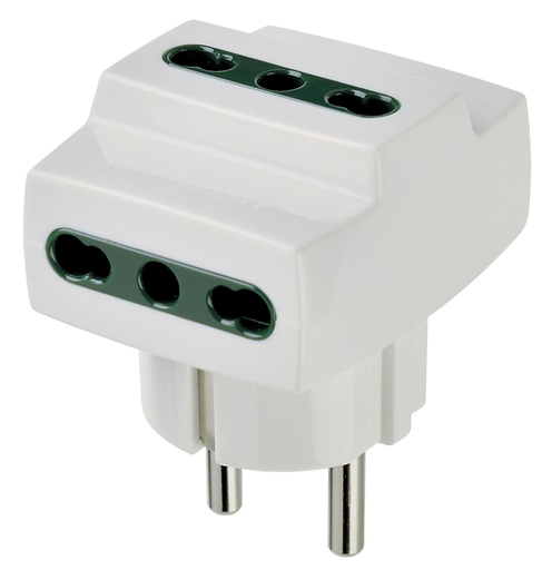 [VIW00324B] ADATTATORE CIVILE VIMAR 1 SPINA SCHUKO S31 3 BIPRESE 2P+T P17-P11 250V  BIANCO