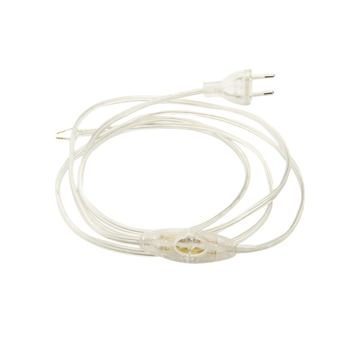 [F3021TR150] CAVO ELETTRICO FAI PIATTO CON CABLAGGIO INTERRUTORE BIPOLARE 150CM TRASPARENTE 