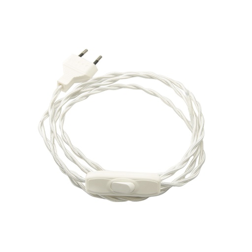 [F3041BI150] CAVO ELETTRICO FAI TRECCIOLA CON CABLAGGIO INTERRUTTORE BIPOLARE 150 CM BIANCO 