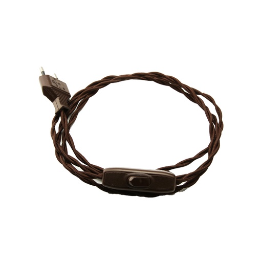 [F3041MA150] CAVO ELETTRICO FAI TRECCIOLA CON CABLAGGIO INTERRUTTORE BIPOLARE 150CM MARRONE 