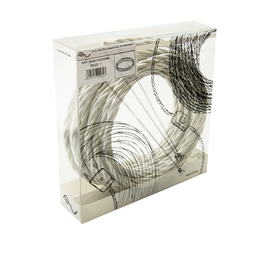[F9000103075BI] CAVO ELETTRICO FAI TRECCIOLA 3X0.75 TESSUTO BIANCO OTTICO 10MT. IMQ 
