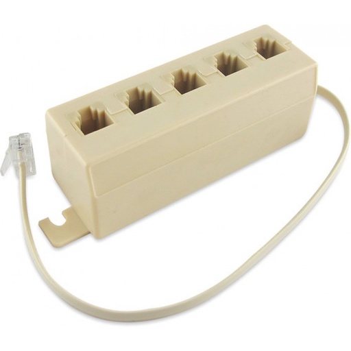 [FG15055] ADATTATORE TELEFONICO MOD. 6P4C DA SPINA A 5 PRESE ALPHA