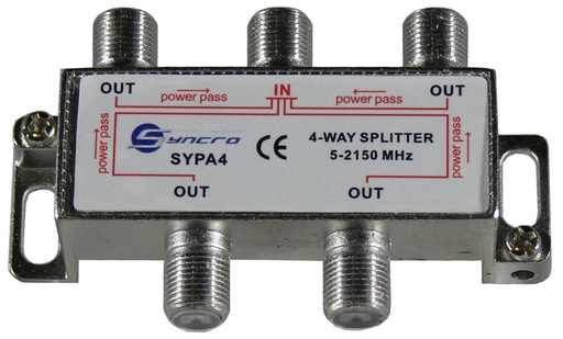 [SYPA4] PARTITORE 1 INGR. 4 OUT CONN. "F"  5-2150MHZ SYNCRO