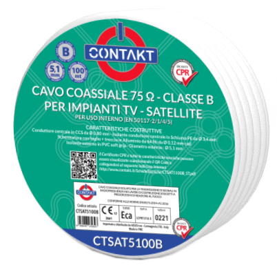 [CTSAT5100B] CAVO ANTENNA COASSIALE CONTAKT 75 OHM IN CLASSE B DA 5,1 MM 100MT